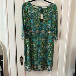 Elegant Green Paisley Dress